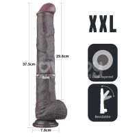 Lovetoy dildo flexible de doble capa XXL 14,5", marrón oscuro, imagen 13