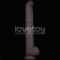 Lovetoy dildo flexible de doble capa XXL 14,5", marrón oscuro, imagen 3