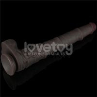 Lovetoy dildo flexible de doble capa XXL 16", marrón oscuro, imagen 5
