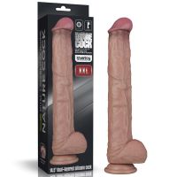 Lovetoy dildo flexible de doble capa XXL 14,5", color piel, imagen 2