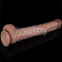 Lovetoy dildo flexible de doble capa XXL 14,5", color piel, imagen 6