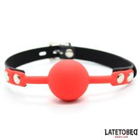 LateToBed mordaza de bola de silicona con candado (rojo), imagen 3
