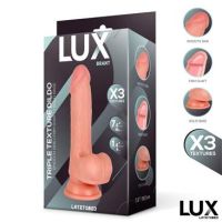 Lux Brant dildo de triple densidad con testículos 7,6"