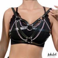 Adalet Lingerie Karina top arnés de cuero vegano con cadena, talla única