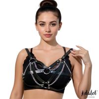 Adalet Lingerie Karina top arnés de cuero vegano con cadena, talla única, imagen 3