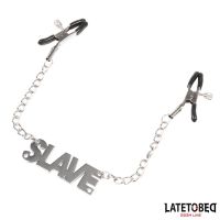 LateToBed pinzas para pezones con colgante Slave, imagen 2