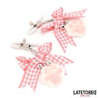 LateToBed pinzas para pezones con pompón de patita de gato, imagen 4
