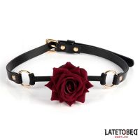 LateToBed mordaza de bola con rosa de metal dorada