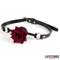 LateToBed mordaza de bola con rosa de metal dorada, imagen 2
