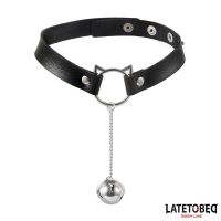 LateToBed choker con aro de orejas de gato y cascabel, imagen 2
