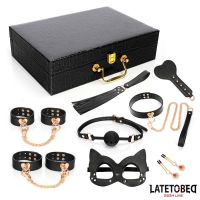 LateToBed kit de bondage de cuero de 8 piezas con estuche, imagen 3