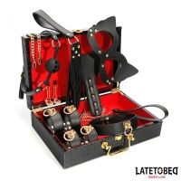 LateToBed kit de bondage de cuero de 8 piezas con estuche, imagen 2