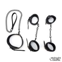 Midnight Desires set de restricción con collar, correa y esposas, imagen 3