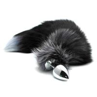 Alive Plug Anal de Metal con Cola de Zorro Blanca y Negra, Talla L