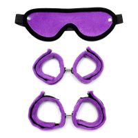 Bondage Play esposas, grilletes y antifaz (morado)
