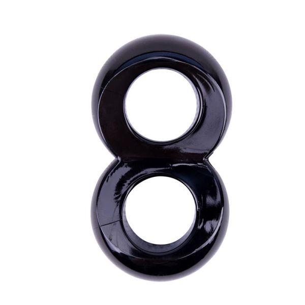 Chisa Duo anillo para el pene con 8 bolas, negro