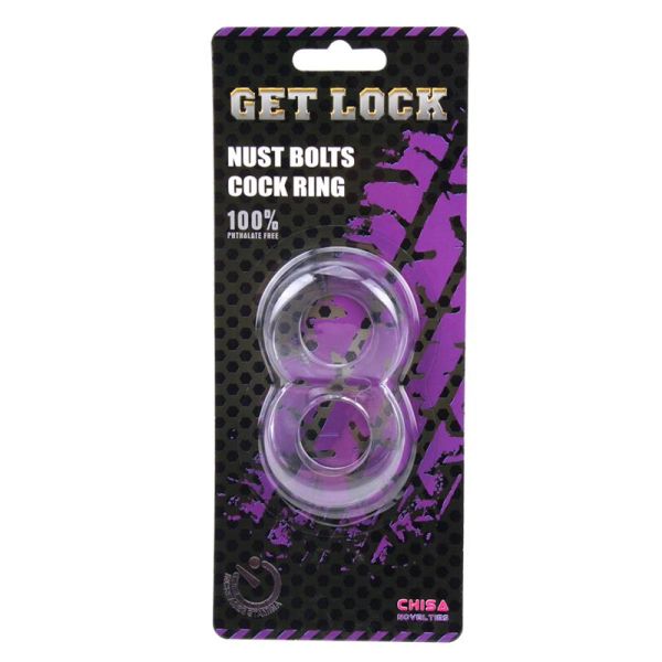 Chisa Duo anillo para pene con 8 bolas, transparente