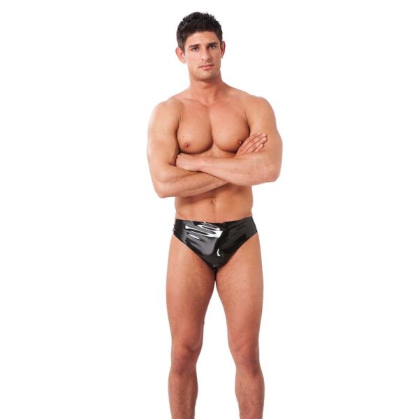 Latex Play slip de látex (negro)