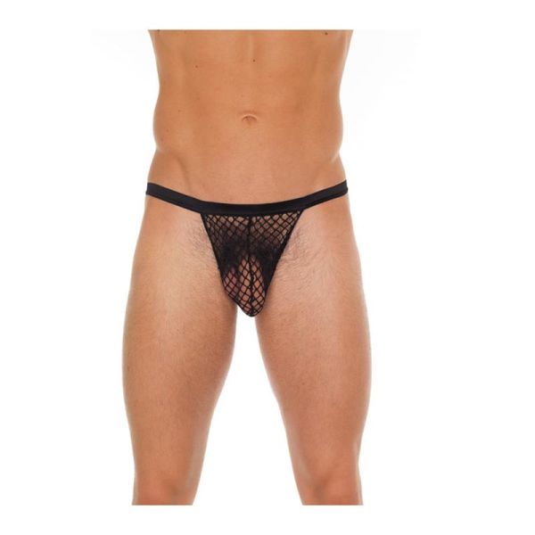 Amorable tanga de rejilla, negro (talla única)