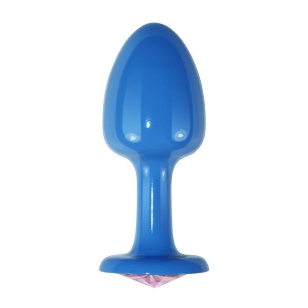 Lovetoy plug anal de metal rosa azul con joya rosa