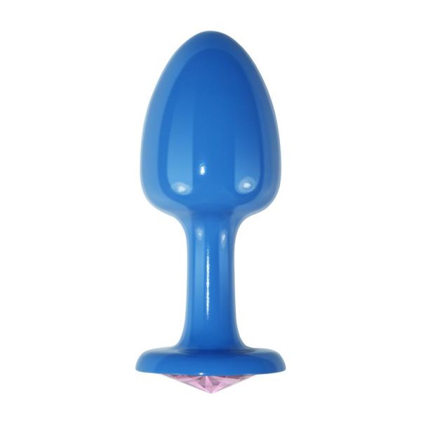 Lovetoy plug anal de metal rosa azul con joya rosa