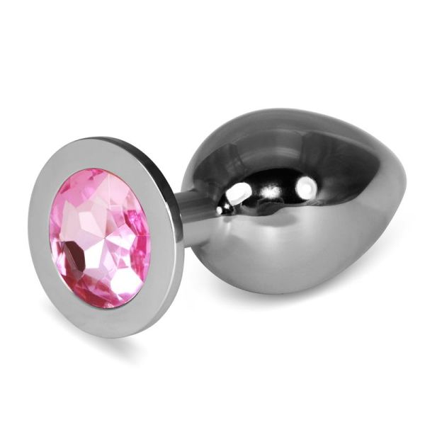 Lovetoy plug anal de metal RoseBud Classic con joya rosa