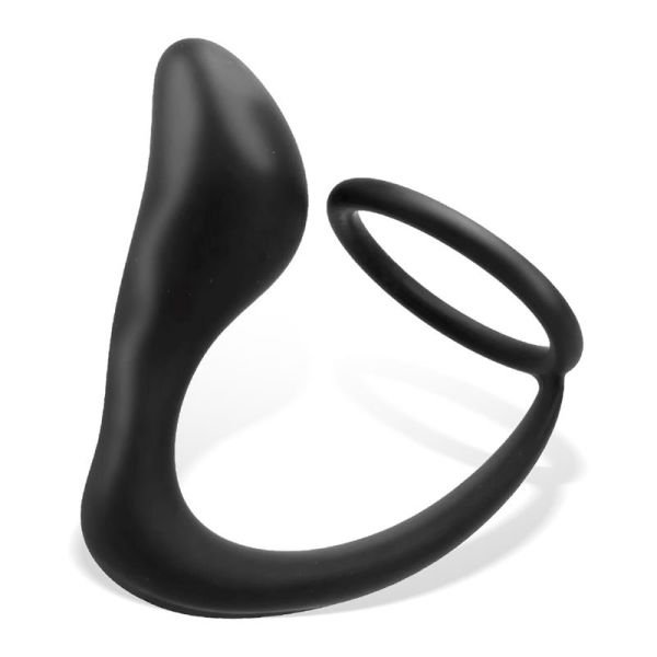 Tardenoche Randal plug anal de silicona con anillo para el pene (negro)