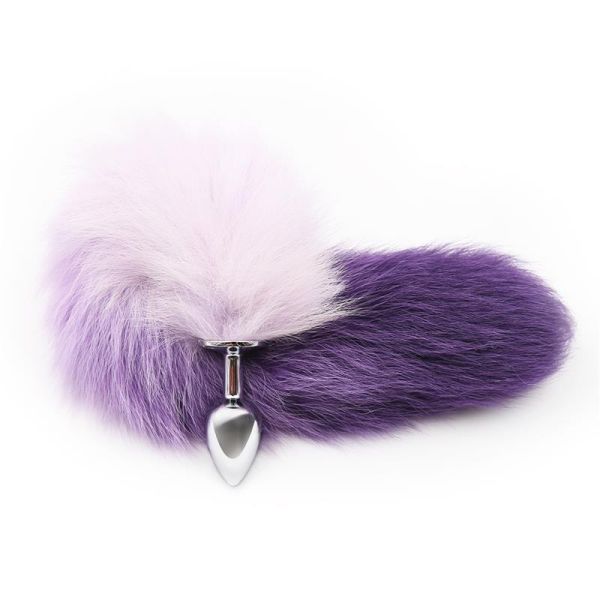 LateToBed plug anal con cola de zorro morada y blanca talla S