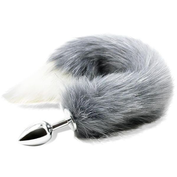 IntoYou plug anal con cola de zorro gris y blanca