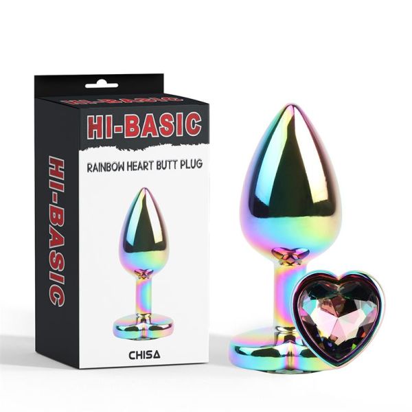Chisa Rainbow Effect plug anal de metal con joya de corazón