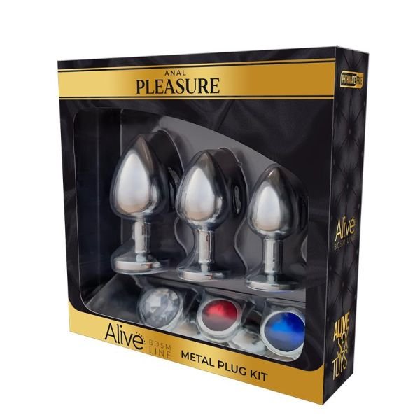 Alive 3 Metal Butt Plug Set with Jewel