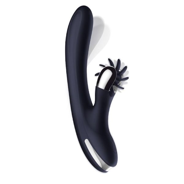 IntoYou Darkspace vibrador con lenguas giratorias y dedo (azul)