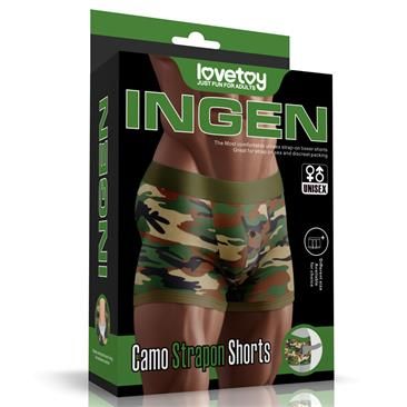 Lovetoy short strap-on con estampado de camuflaje 28"-32"