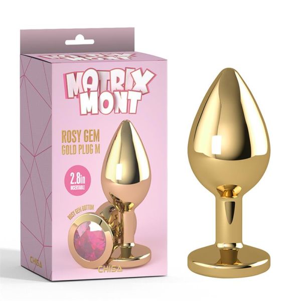 Chisa Rosy Gem Plug anal dorado con joya talla M