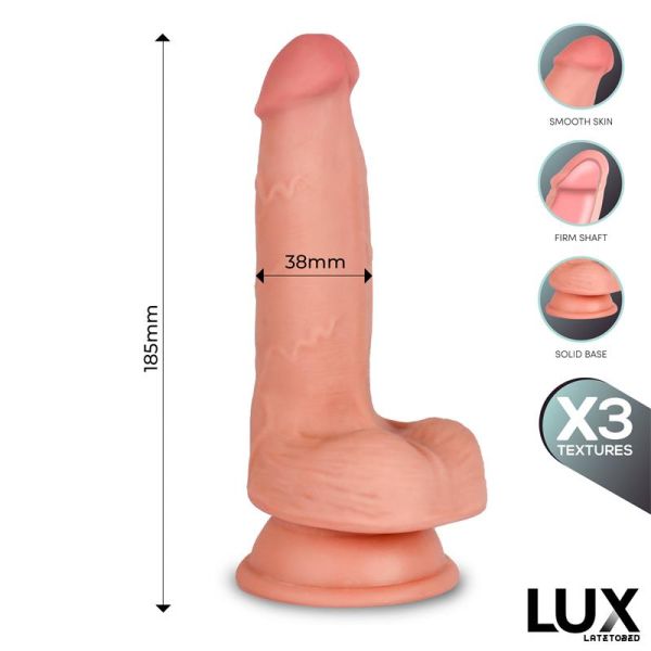Lux Hans dildo de triple densidad con testículos 7,2"
