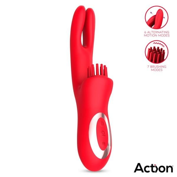 Action Bilma vibrador con estimulador de clítoris de cepillado
