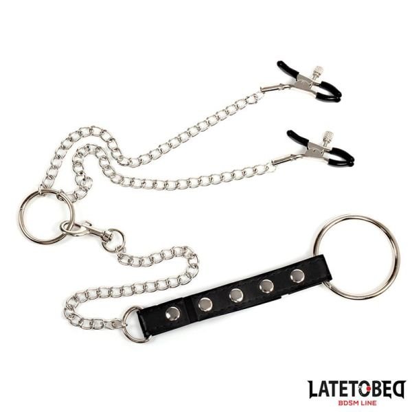 LateToBed Nipple Clamps With Penis Ring