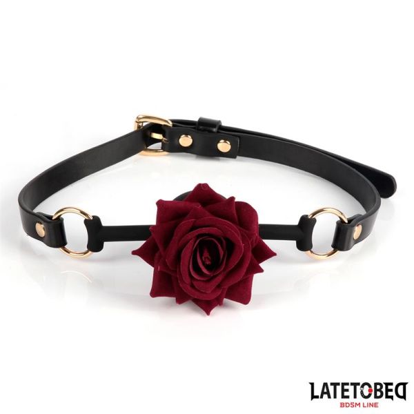 LateToBed mordaza de bola con rosa de metal dorada