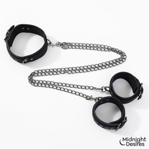 Midnight Desires collar y esposas de tobillo con cadena