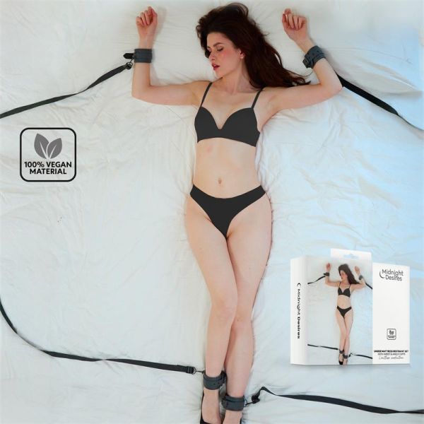 Midnight Desires set bajo colchón con esposas de muñecas y tobillos