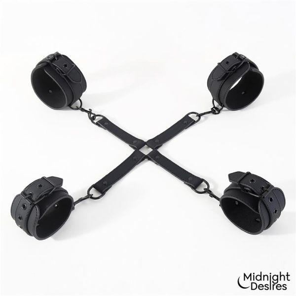 Midnight Desires hogtie con barra, esposas de manos y tobillos
