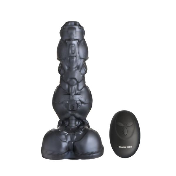 Creature Cocks Cyborg Cock dildo de metal con empuje y vibración