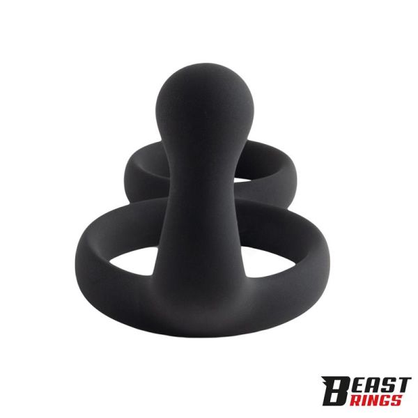 Beast Rings anillo doble para el pene de silicona maciza 50/40 mm