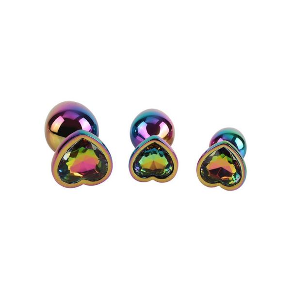 Set Chisa Rainbow Heart Plug Anal 3 Piezas Kit Iniciación