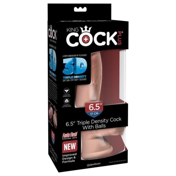 3D Dildo Triple Densidad con Testículos Plus 6.5 Natural - Imagen 7