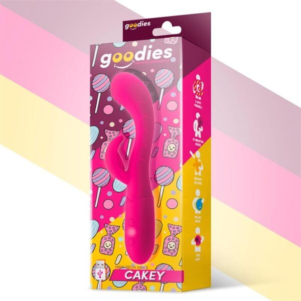 Cakey Vibrador Punto G y Conejito USB Silicona Fuchsia - Imagen 2