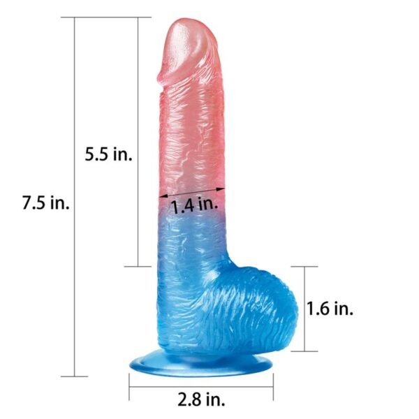 Dildo Dazzle Studs 7.5 Rosa y Azul - Imagen 2