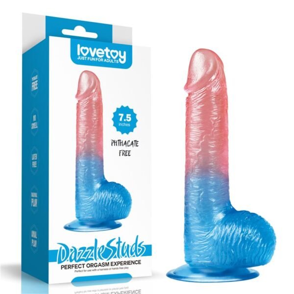 Dildo Dazzle Studs 7.5 Rosa y Azul - Imagen 3