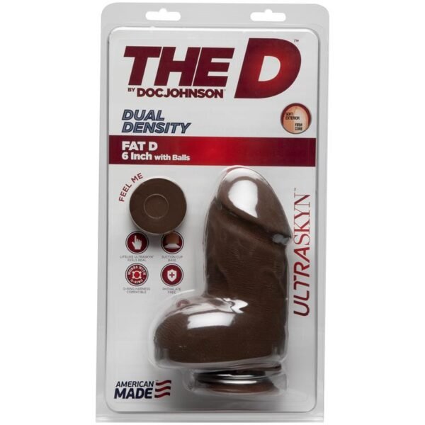 Dual Density Dildo Fat D with Testicles 6 Ultraskyn Chocolate - Imagen 2