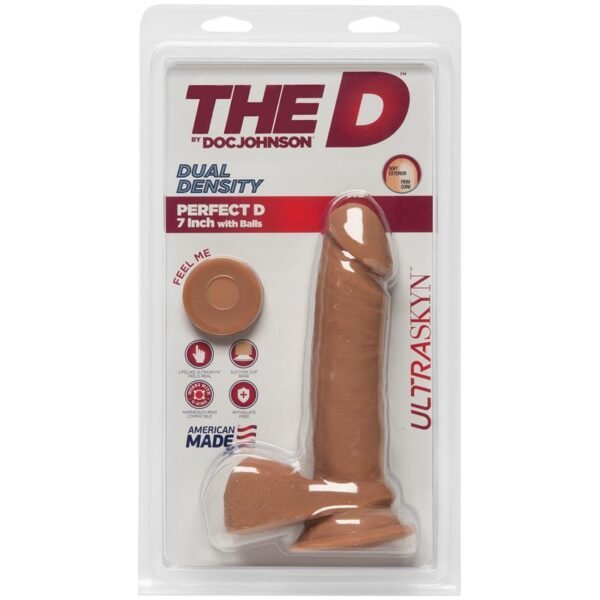 Dual Density Dildo Perfect D with Testicles 7 Caramel - Imagen 3